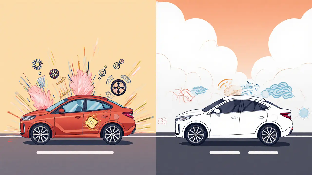 Сравнение бюджетного и премиального авто: шум прорывается сквозь тонкие стены vs тишина в утепленном салоне.