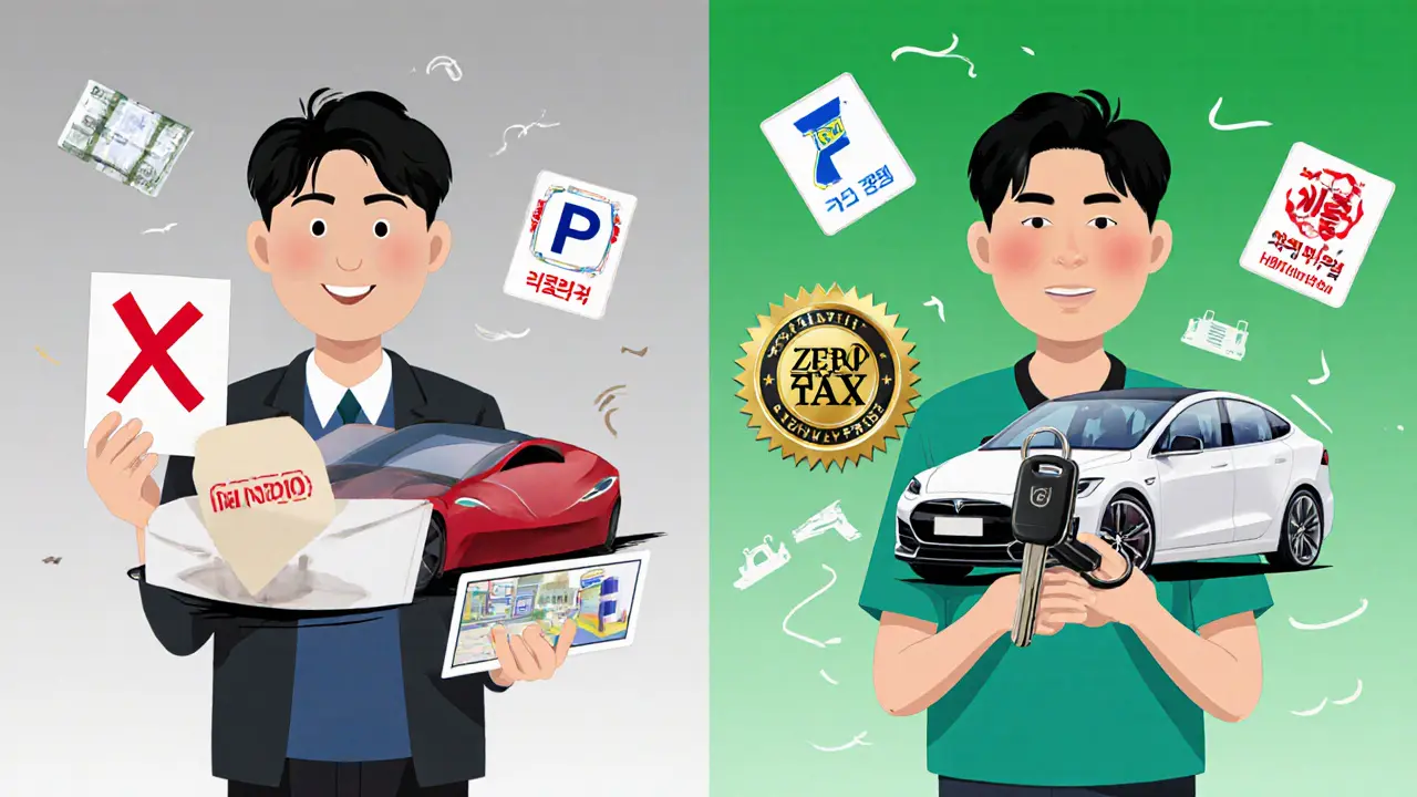 Сравнение: иностранный электромобиль с запретом и российский с льготами.