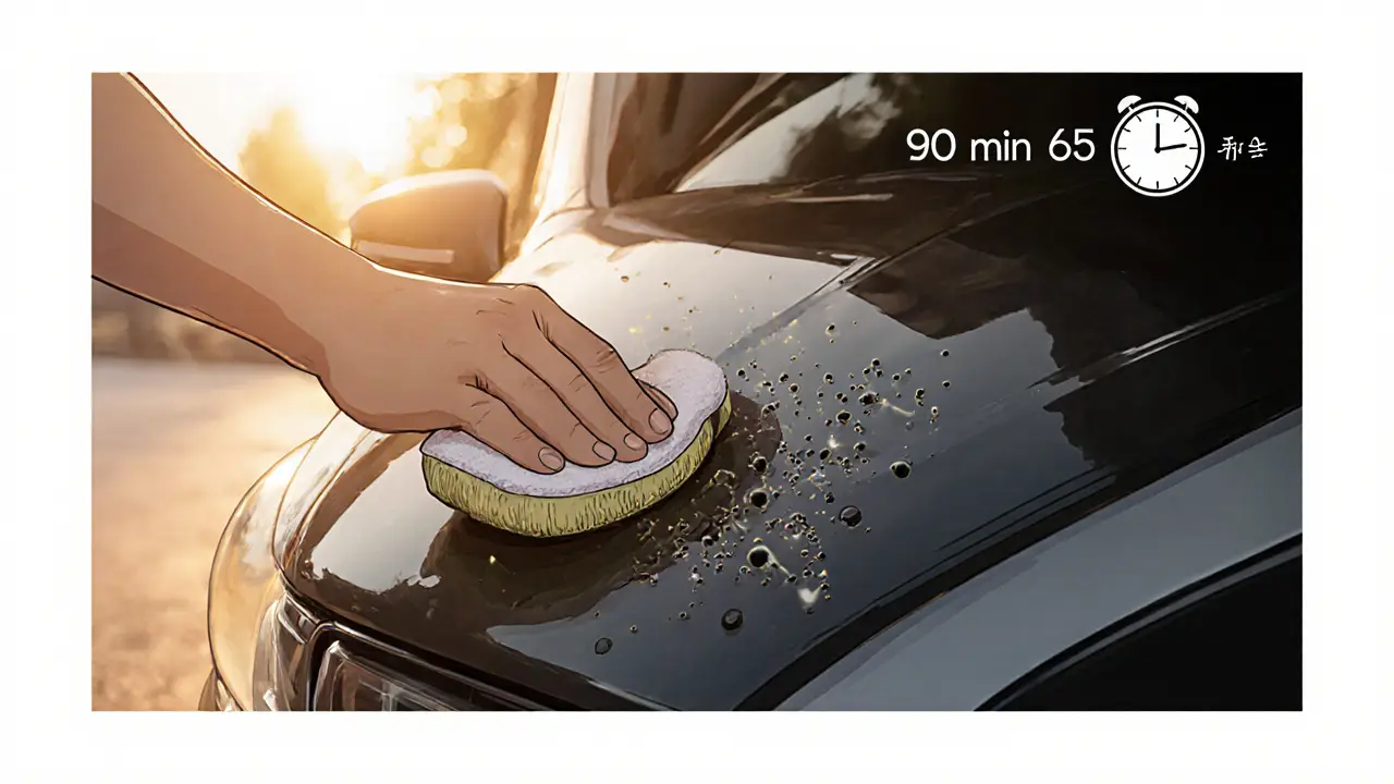 Мастер аккуратно наносит чернитель на бампер, молекулы силикона проникают в пластик под светом заката.