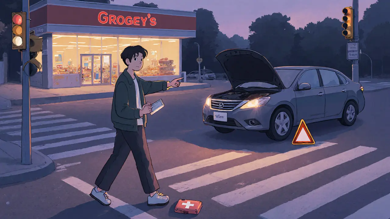 Новичок изучает маршрут пешком, проверяя светофоры и парковку с блокнотом в руке.