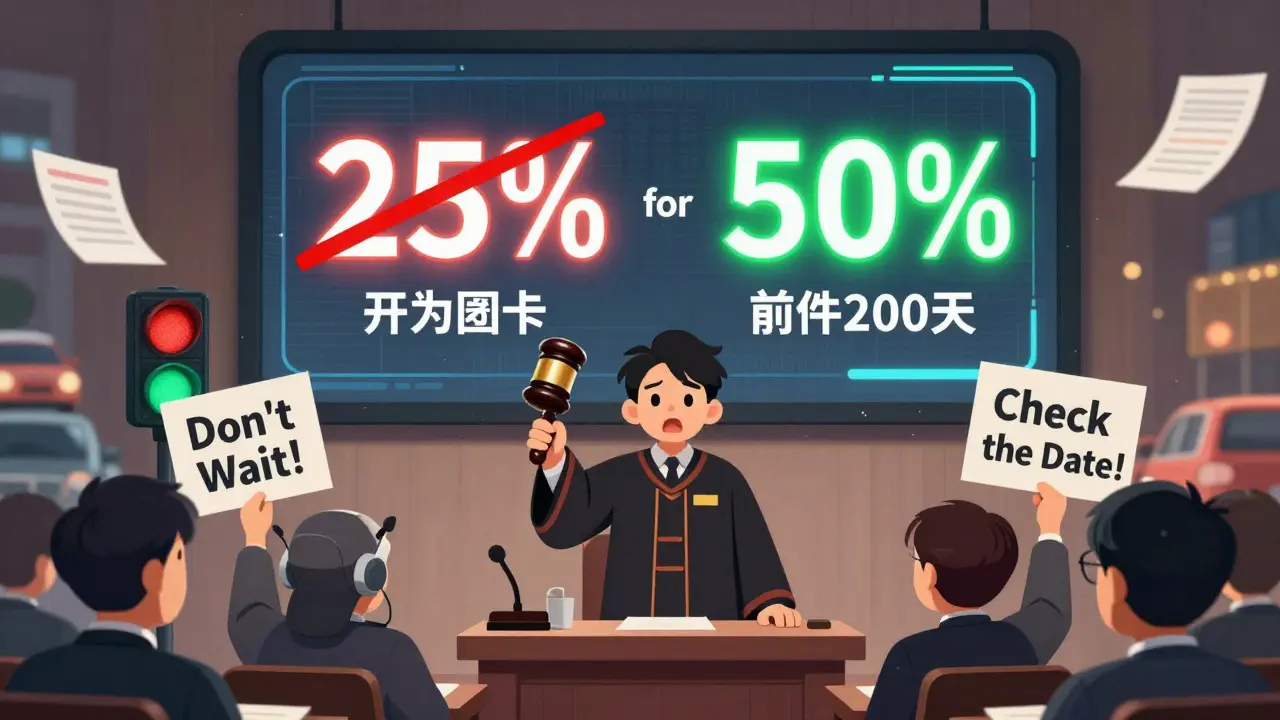 Судья с громкоговорителем-светофором над головой, на экране — два варианта закона о штрафах: старый и новый.