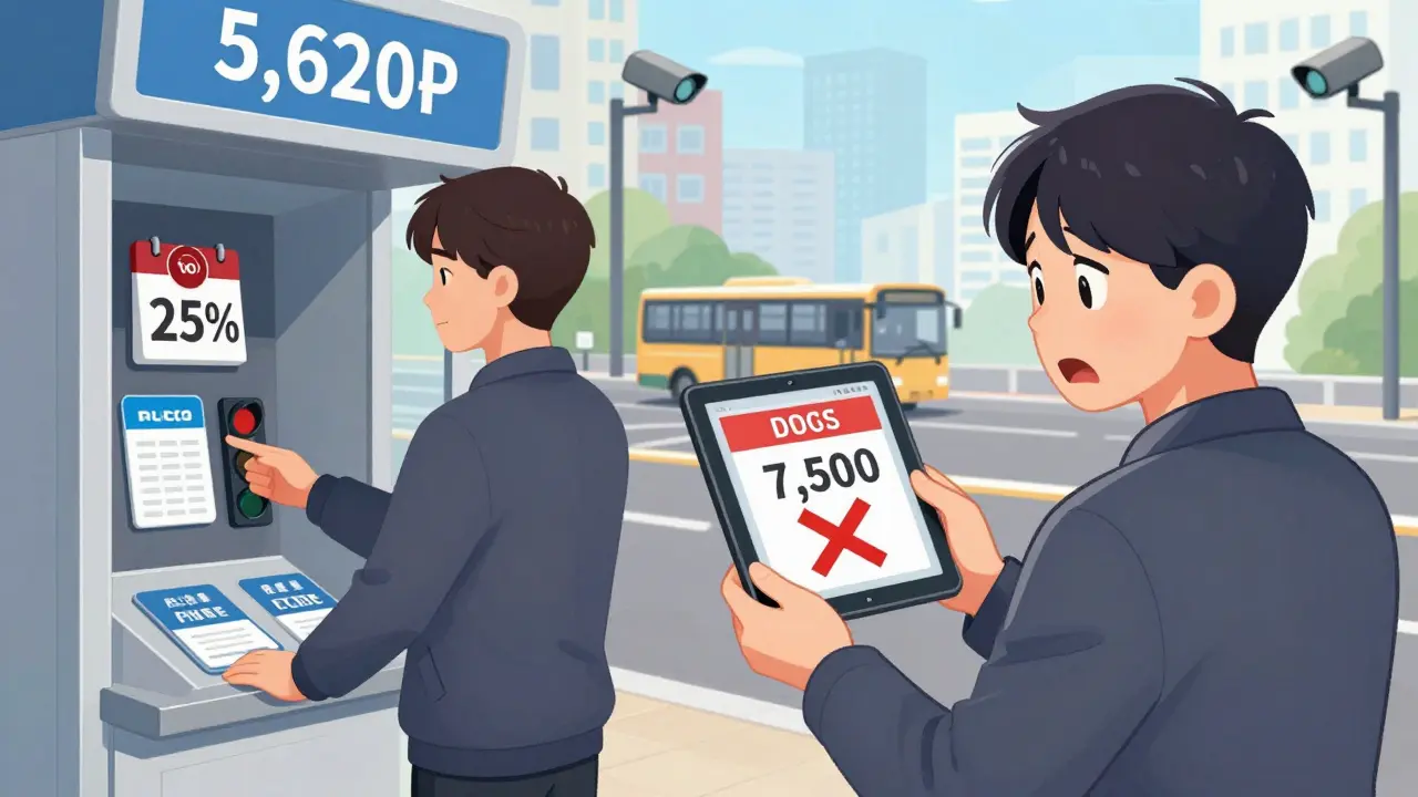 Два водителя: один платит со скидкой 25%, другой получает штраф за красный свет, на экране — 19 дней.