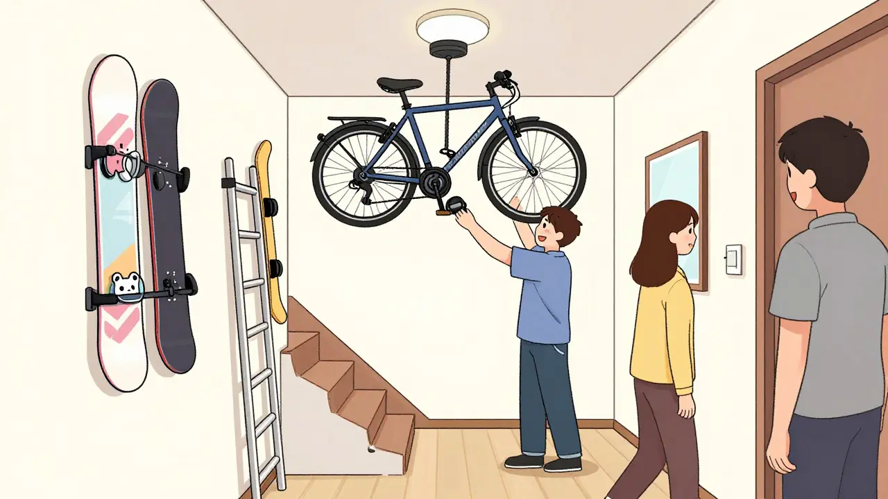 Как правильно хранить длинномеры: лестницы, лыжи и велосипеды в квартире и гараже