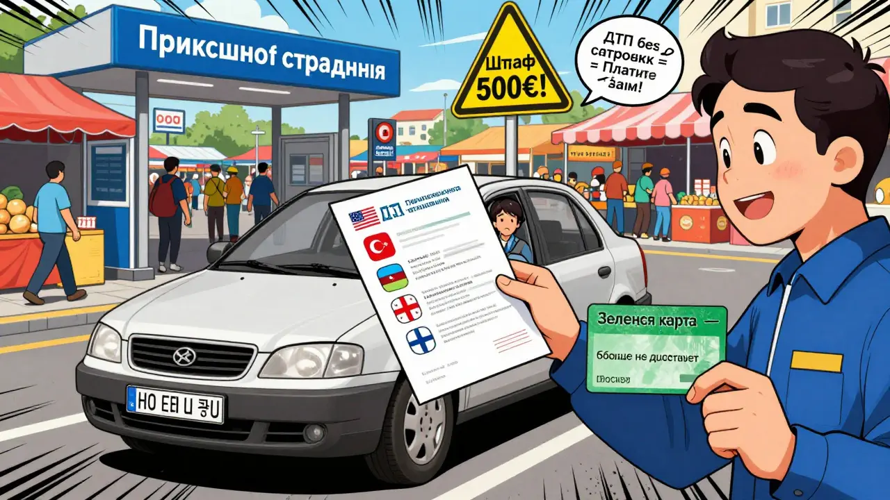 На пограничном пункте водитель оформляет страховку для поездки в Турцию и Азербайджан.