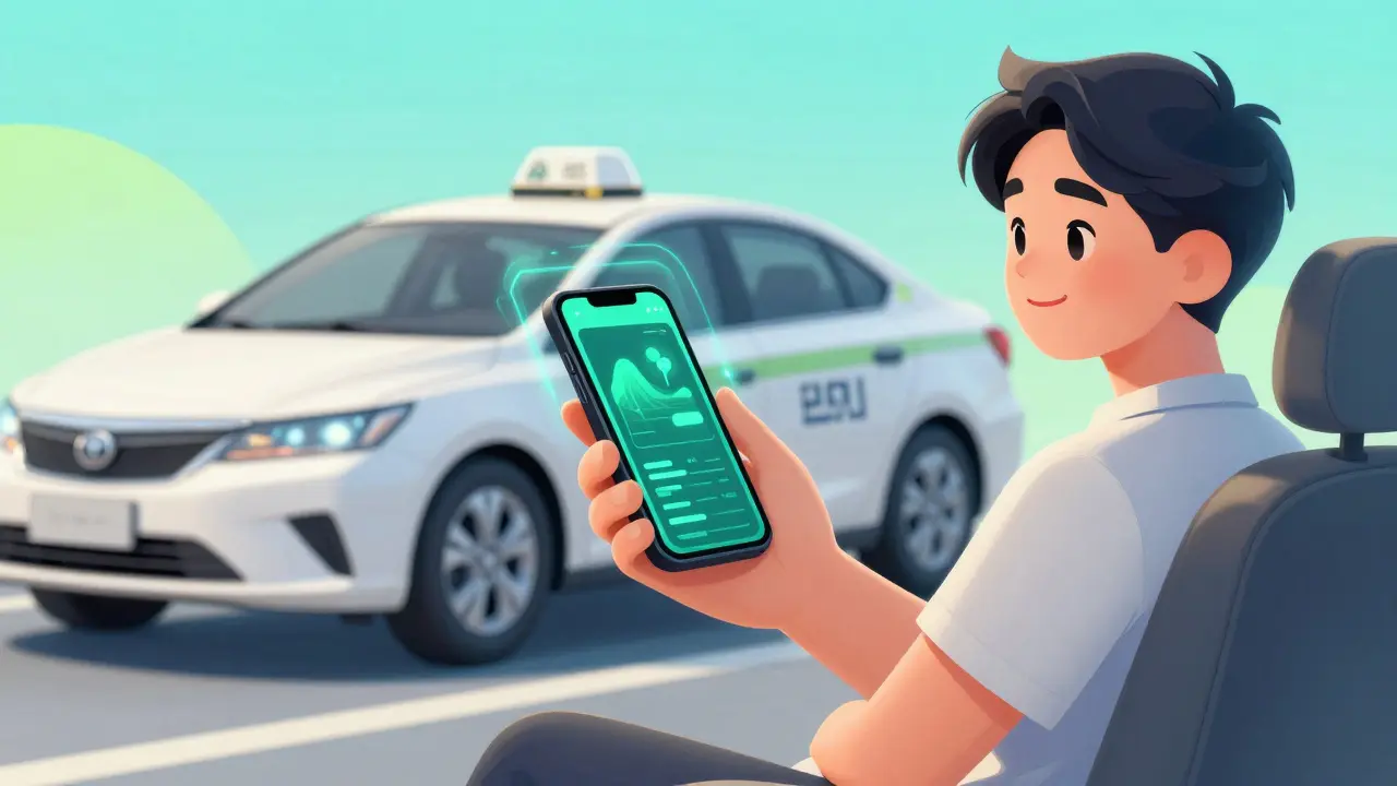 Таксист использует приложение для цифрового контроля страховки