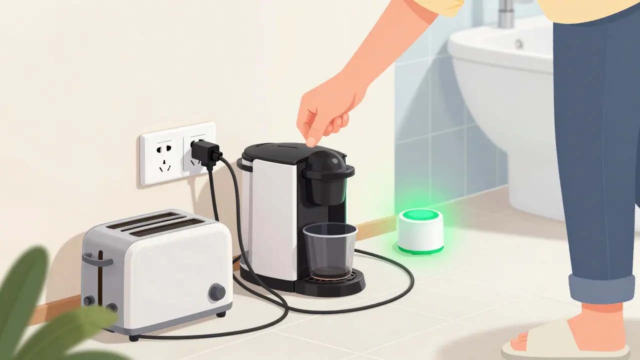 Человек отключает электроприборы из розеток перед отъездом в отпуск.