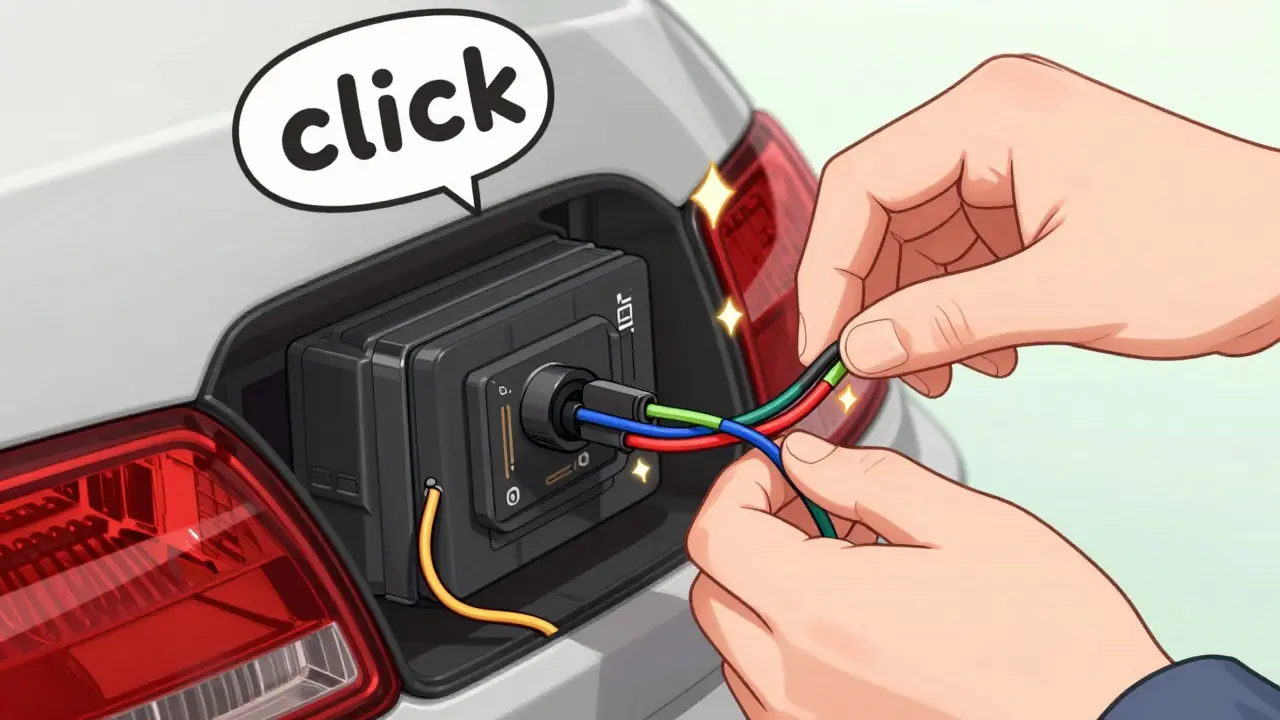 Процесс подключения блока управления парктроника к электросети авто