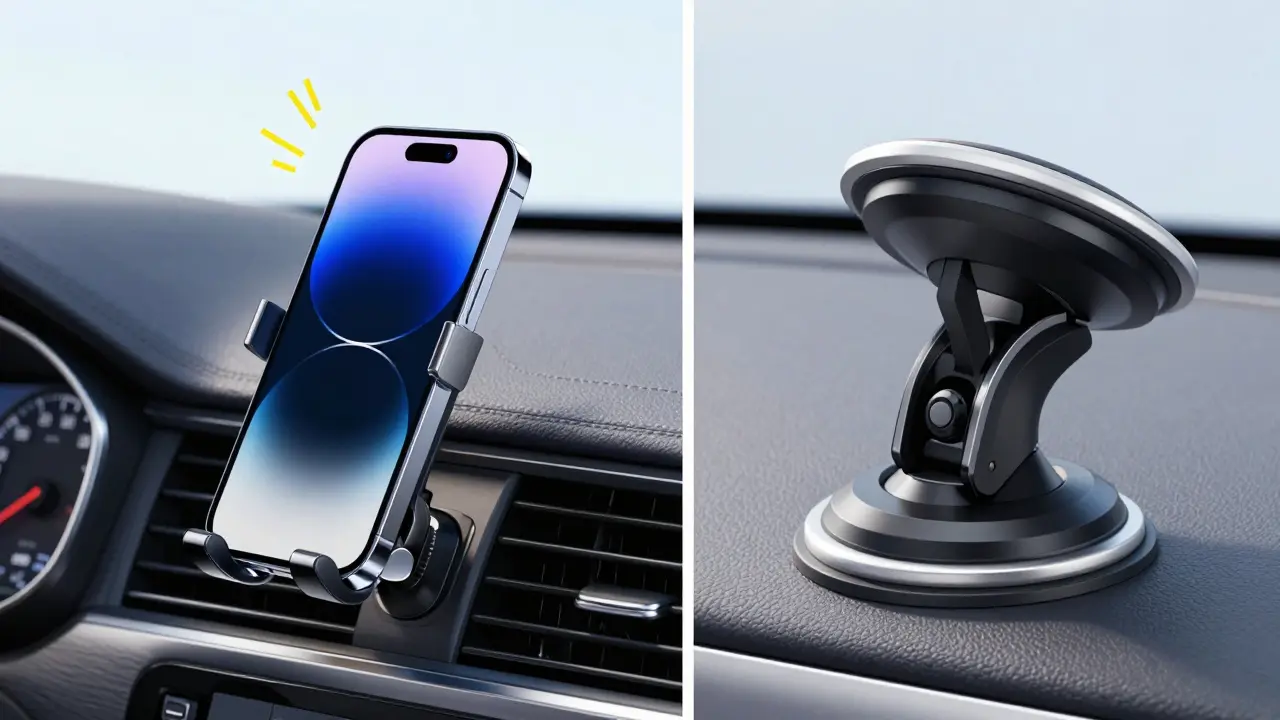 Сравнение магнитного держателя на дефлекторе и вакуумного крепления на торпедо