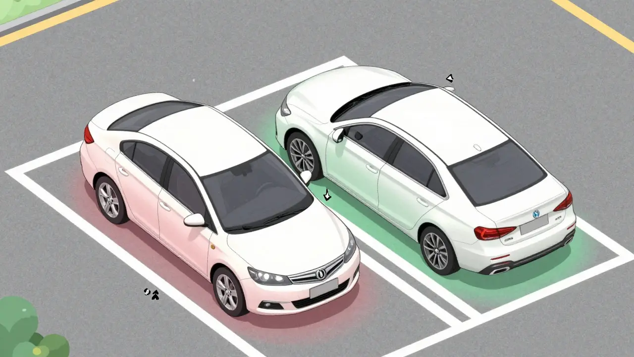 Сравнение правильного и неправильного расстояния между припаркованными авто