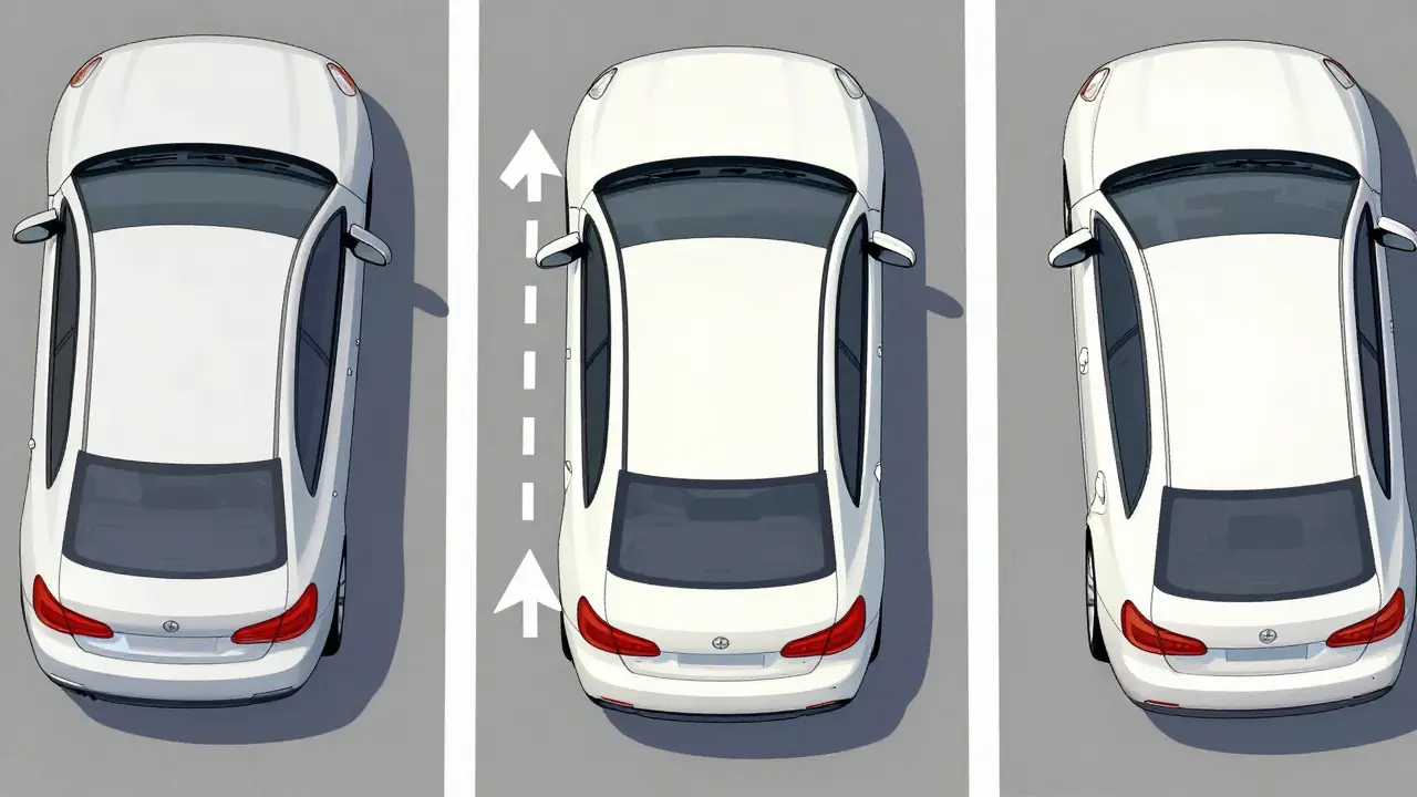Схема параллельной парковки с траекториями движения
