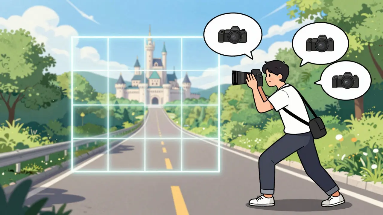 Фотограф использует правило третей для композиции снимка